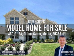 Model Home For Sale in Royse City TX 2 Story, 4BD, 3.1BA, GAME, MEDIA, 3038 SqFT Realtor in Royse City, TX and Dallas-Fort Worth representing Home Buyers - Oleg Sedletsky 214-940-8149. Buying New Construction Homes in Royse City, TX and Dallas-Fort Worth