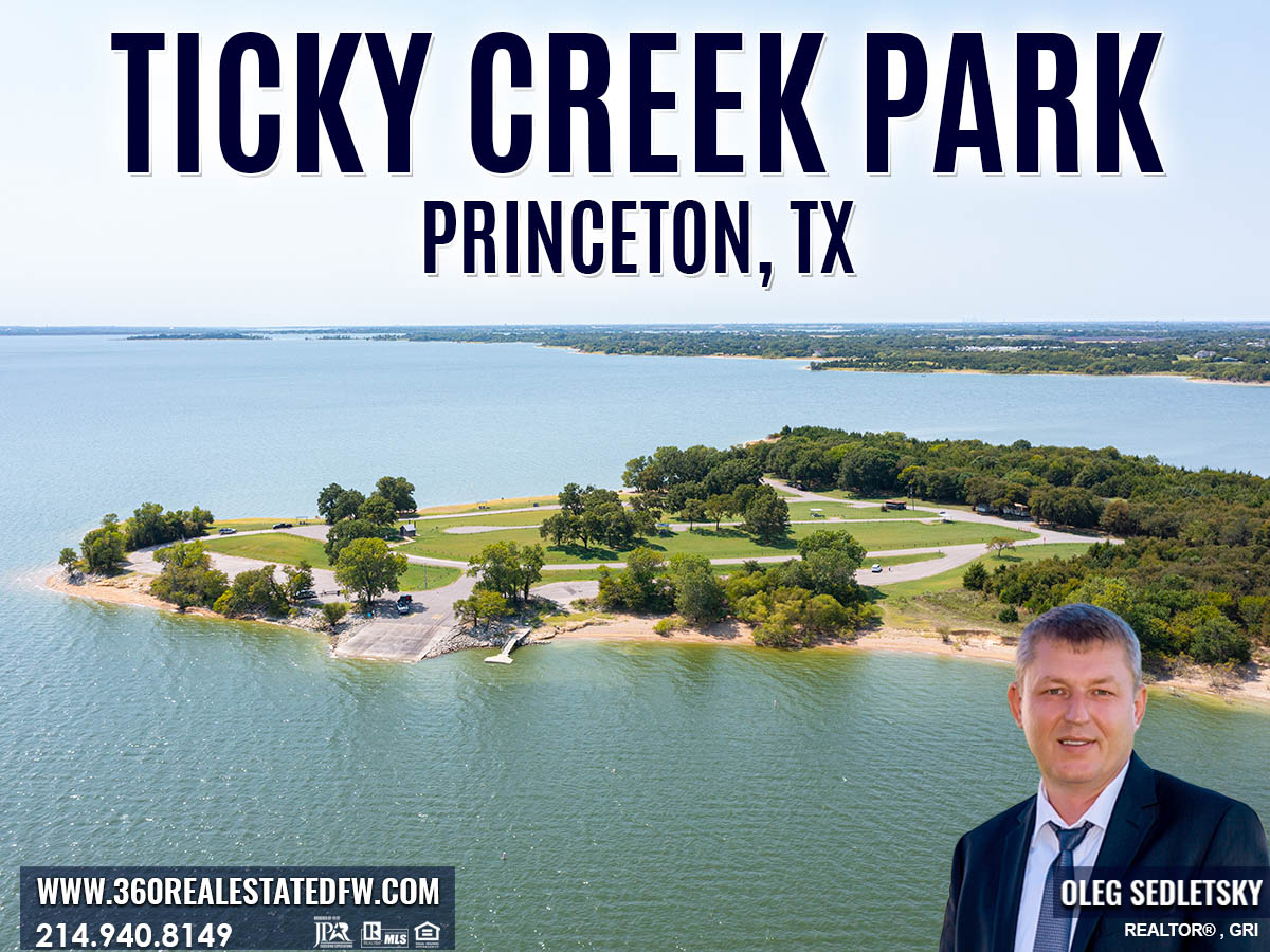 The Ticky Creek Park is a perfect place for outdoor recreation! Nestled at the tip of a peninsula in the middle of Lavon lake. This park is 1 of 4 lake parks within a 10-mile radius of Princeton TX. Amenities in Ticky Creek Park include 2 restrooms, spacious parking, 10 picnic sites, and a small swimming beach.