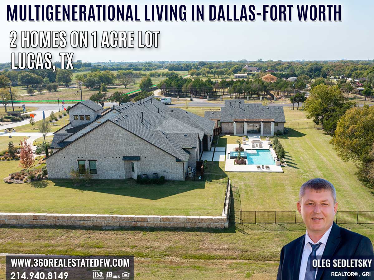 Multigenerational homes in Dallas examples. Two Homes on One Lot. The concept of constructing two separate houses or a main residence with a guest house has become increasingly popular for those with large lots, especially those over one acre. One of the benefits of this type of construction is that you only have to pay for the land once and then you can have two homes constructed. Oleg Sedletsky Realtor