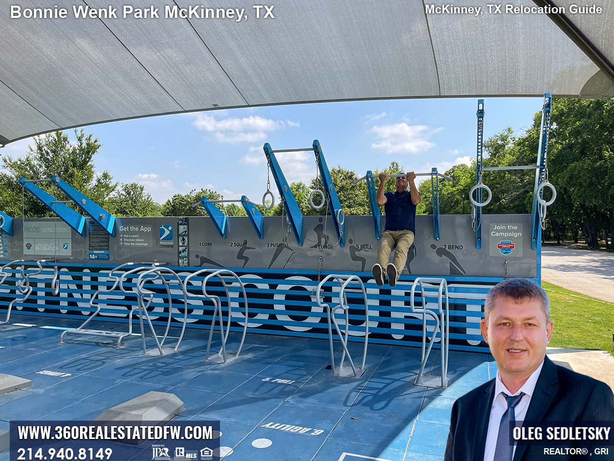 Things to do in McKinney TX. Visit Fitness Court at Bonnie Wenk Park in McKinney TX McKinney TX Relocation Guide Realtor in McKinney, TX - Oleg Sedletsky 214-940-8149