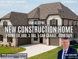 New Homes on 1-Acre Lot in Van Alstyne, TX. Call Realtor in Dallas-Fort Worth representing Home Buyers - Oleg Sedletsky 214-940-8149. Buying New Construction Homes in Dallas-Fort Worth