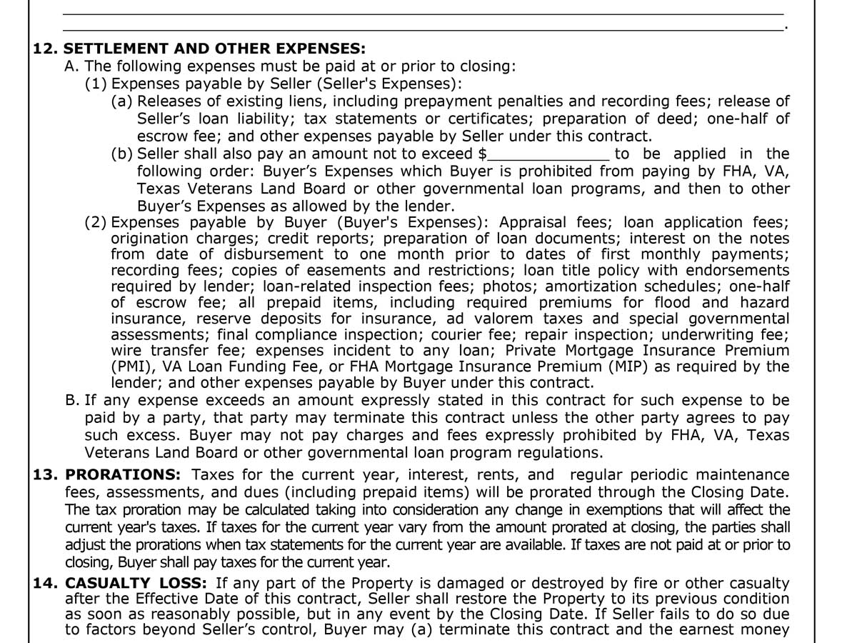 TREC Residential property purchase contract