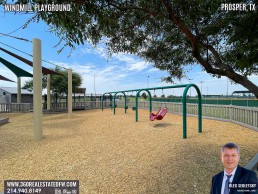 Windmill Playground in Prosper Texas features numerous play structures and splashpad.