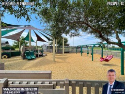 Windmill Playground in Prosper Texas features numerous play structures and splashpad.