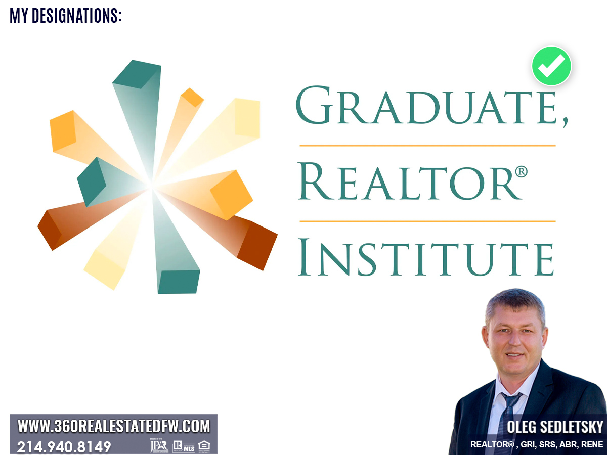 Oleg Sedletsky, Realtor with The Graduate, REALTOR® Institute (GRI) designation.