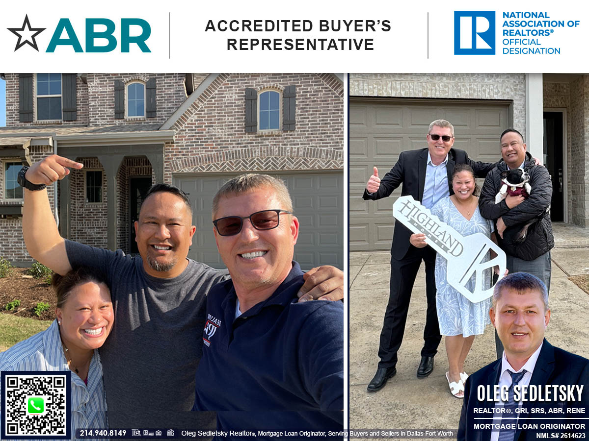 Oleg Sedletsky, a distinguished Realtor in Dallas-Fort Worth, holds numerous real estate designations and certifications (including ABR), showcasing his commitment to excellence and expertise in the field.