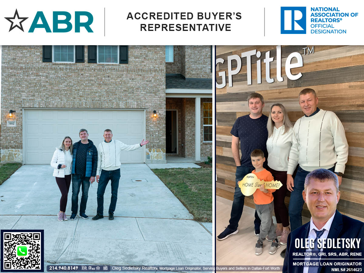 Oleg Sedletsky, a distinguished Realtor in Dallas-Fort Worth, holds numerous real estate designations and certifications (including ABR), showcasing his commitment to excellence and expertise in the field.