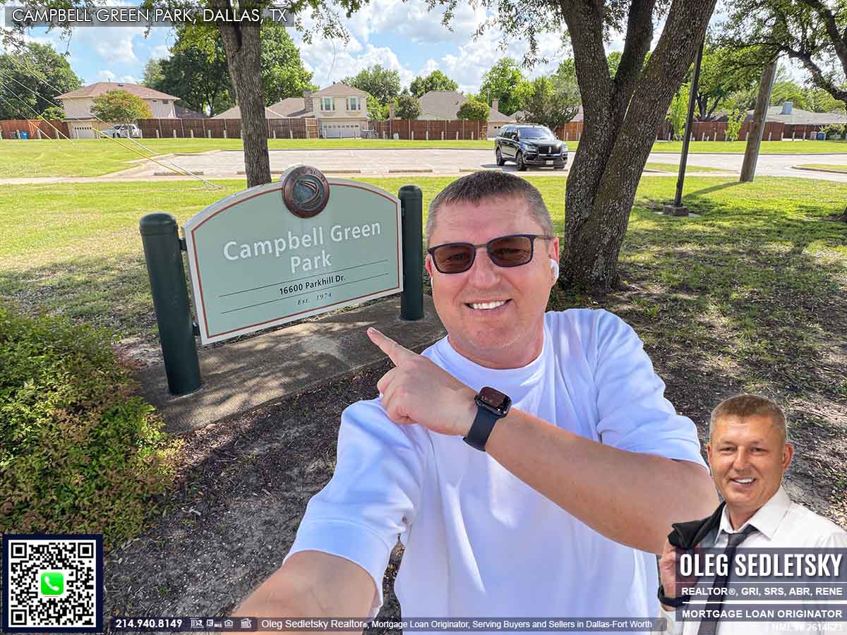Campbell Green Park in Dallas, TX | Tennis Courts, Playground, splash pad, basketball court, soccer fields, Volleyball Court, and benches