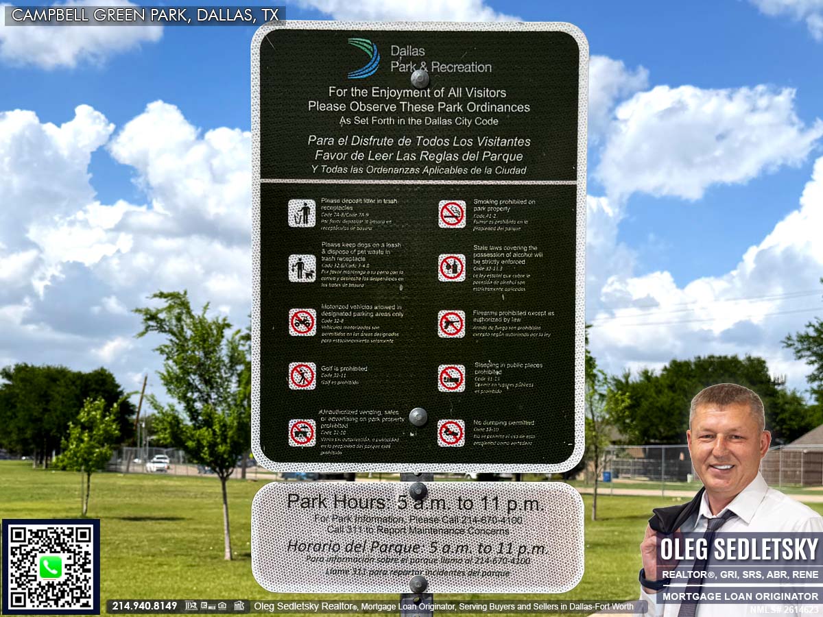 Campbell Green Park in Dallas, TX | Tennis Courts, Playground, splash pad, basketball court, soccer fields, Volleyball Court, and benches