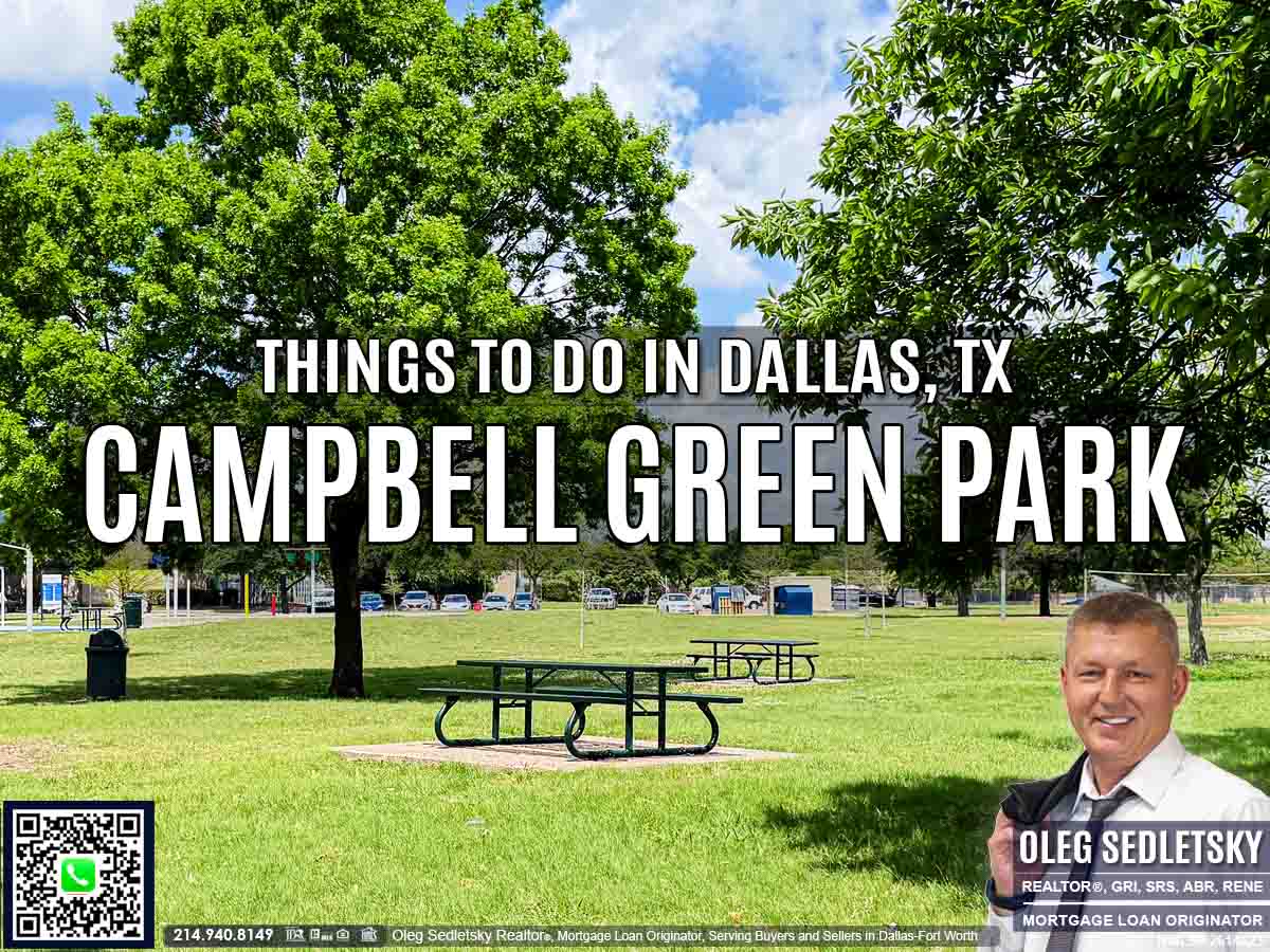 Campbell Green Park in Dallas, TX | Tennis Courts, Playground, splash pad, basketball court, soccer fields, Volleyball Court, and benches
