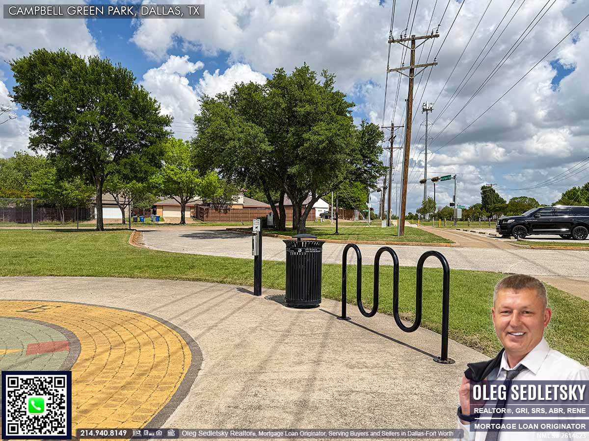 Campbell Green Park in Dallas, TX | Tennis Courts, Playground, splash pad, basketball court, soccer fields, Volleyball Court, and benches
