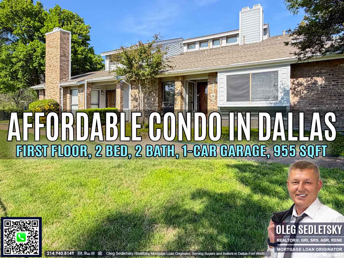 Affordable move-in ready first-floor condo in Dallas under $240000