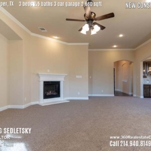 New Construction Home in Prosper, TX. Contact Oleg Sedletsky REALTOR - 214.940.8149 - www.360RealEstateDFW.com - JP & Associates Realtors 3 Beds, 2.5 Baths, 3 Car Garage, 2660 sqft Note! Information provided is deemed reliable, but is not guaranteed and should be independently verified. Price and Home Availability is subject to change without notice. Square footages are approximate.