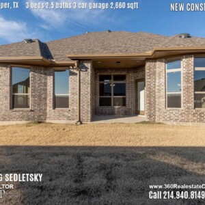 New Construction Home in Prosper, TX. Contact Oleg Sedletsky REALTOR - 214.940.8149 - www.360RealEstateDFW.com - JP & Associates Realtors 3 Beds, 2.5 Baths, 3 Car Garage, 2660 sqft Note! Information provided is deemed reliable, but is not guaranteed and should be independently verified. Price and Home Availability is subject to change without notice. Square footages are approximate.