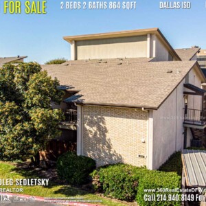 Condo For Sale in Dallas TX. 2 beds 2 baths 864 sqft. Dallas ISD - Call 214.940.8149 Oleg Sedletsky Realtor in Dallas, TX