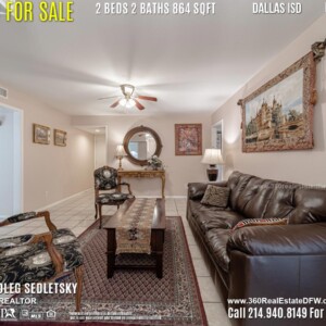Condo For Sale in Dallas TX. 2 beds 2 baths 864 sqft. Dallas ISD - Call 214.940.8149 Oleg Sedletsky Realtor in Dallas, TX